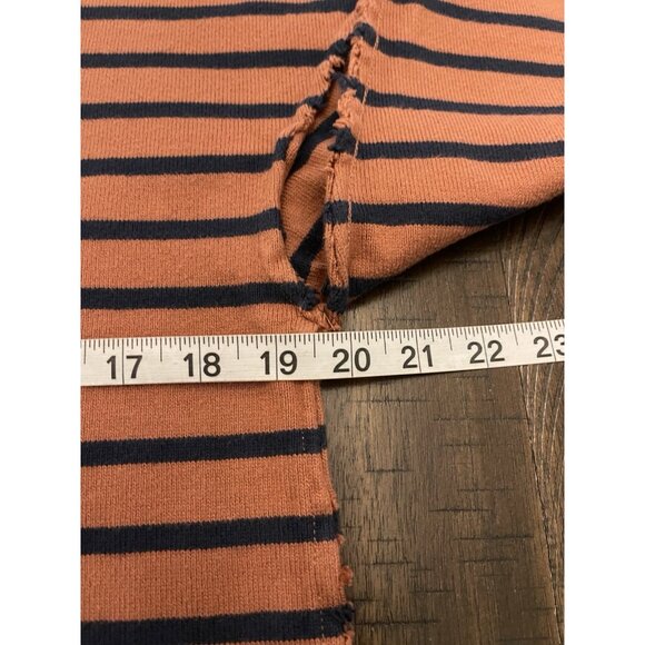 Madewell Luxe Long-Sleeve Tee in Casler Stripe Rust Orange Navy Blue SZ Medium - Picture 5 of 8